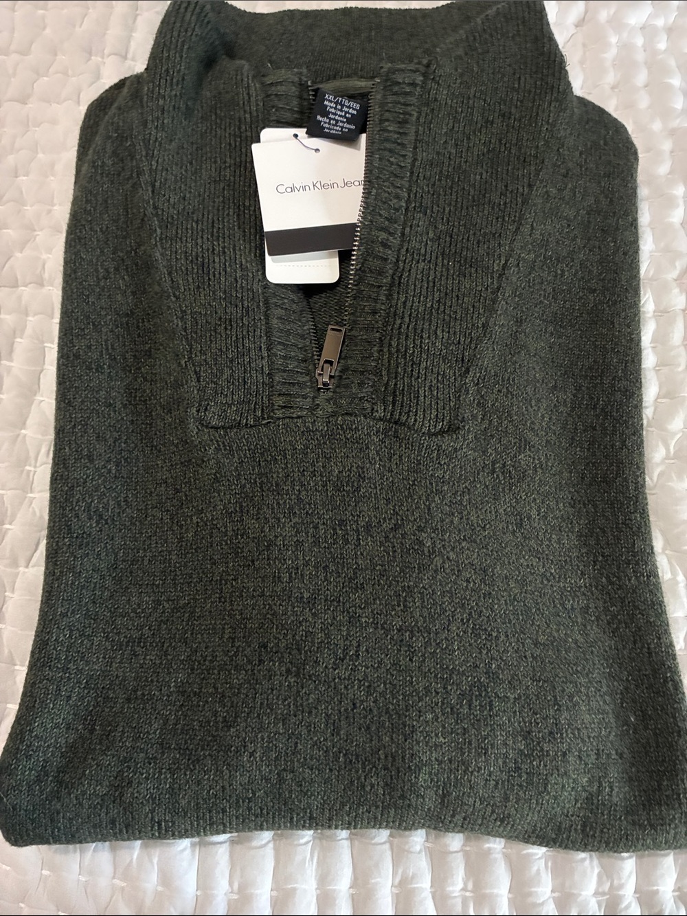 Calvin Klein Olive Green 1/4 zip Sweater NWT XXL